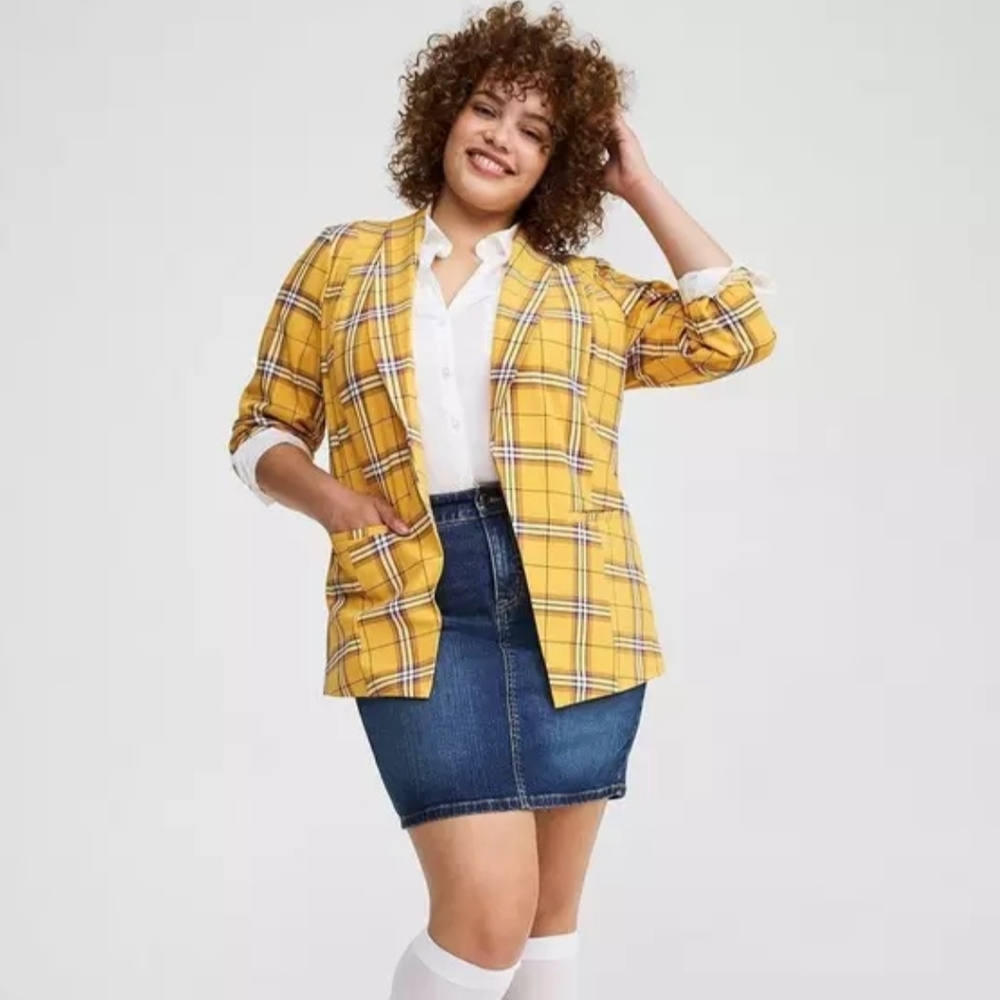 Yellow Plaid Women's Blazer